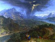 Jean-Francois Millet Mountain Landscape with Lightning. oil on canvas